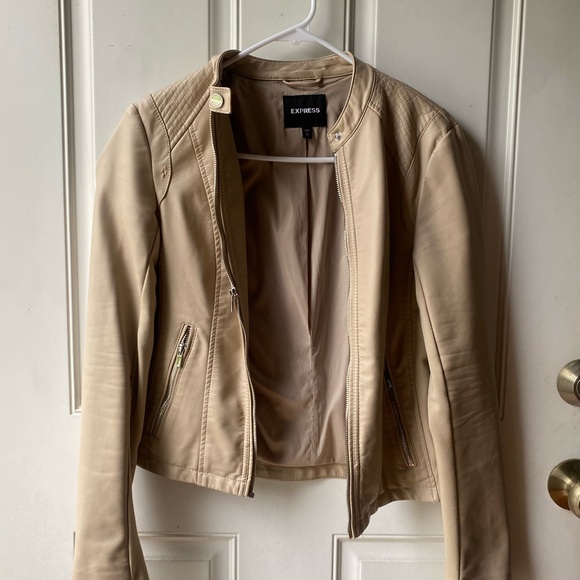 Express Beige Women's Faux Leather Jacket - Picture 1 of 5